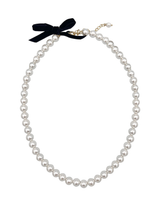 Velvet bow ball Pearl Necklace