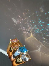 Baguette Aqua Blue Silver Ring