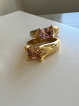 Baguette Light Pink Matt Gold Ring