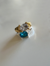 Baguette Aqua Blue Silver Ring