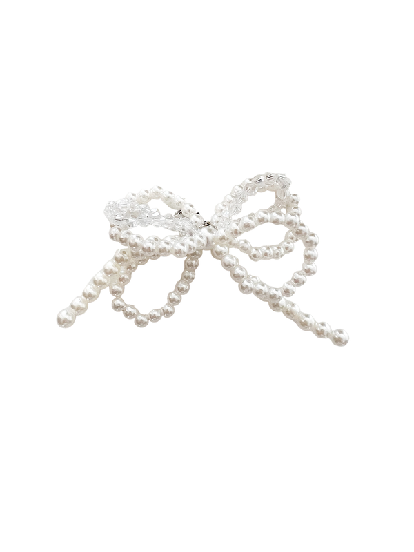 Pearl Clear Bead Bow Charm
