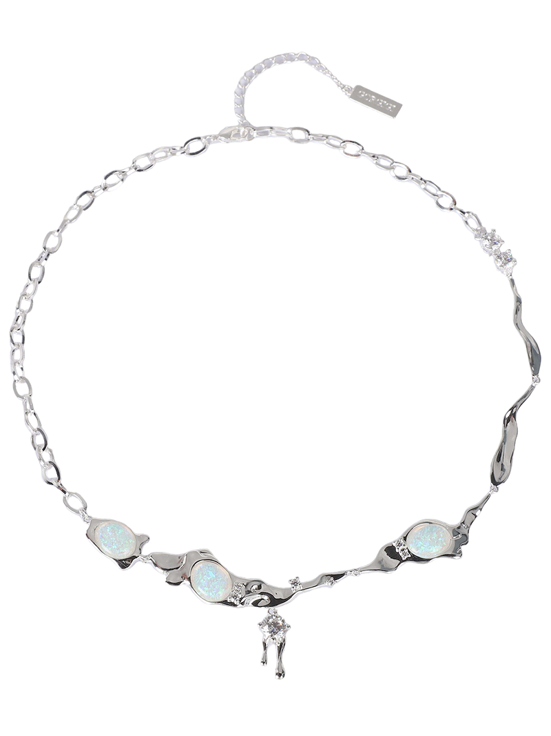 Mermaid Opal Silver Necklace