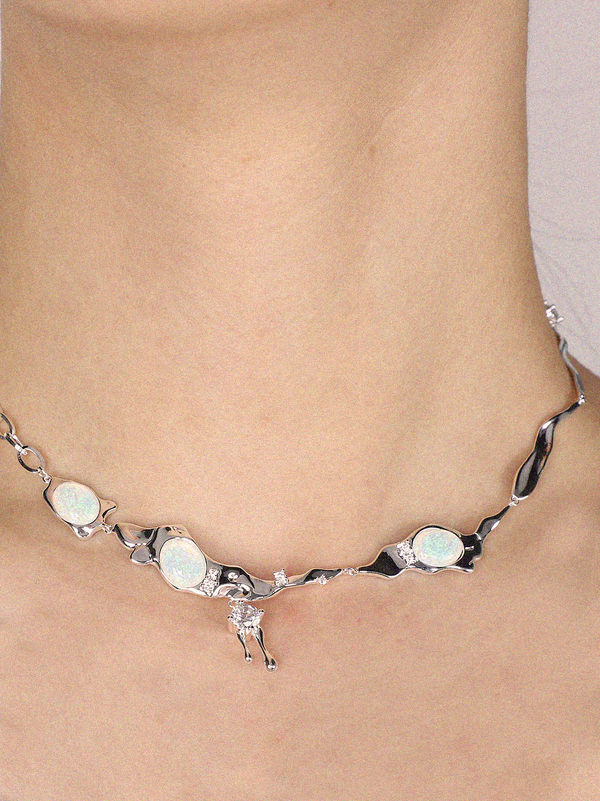 Mermaid Opal Silver Necklace
