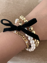 Velvet bow ball Pearl Bracelet