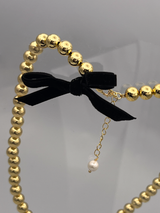 Velvet bow ball Necklace