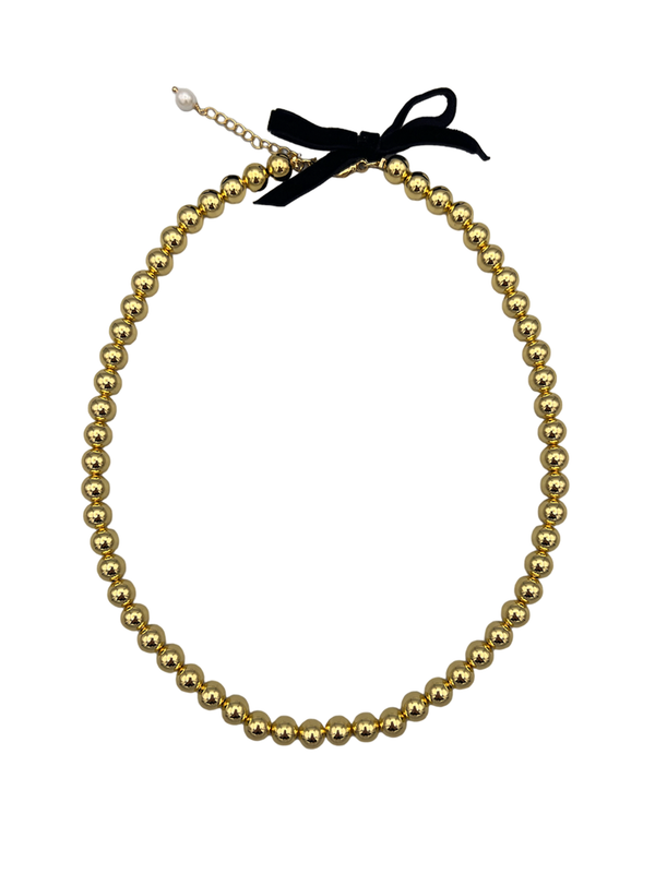 Velvet bow ball Necklace