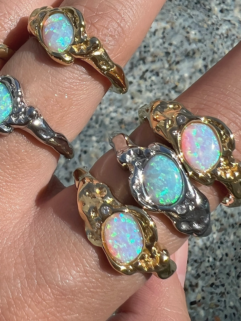 Mermaid Opal Silver Ring
