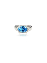 Baguette Aqua Blue Silver Ring